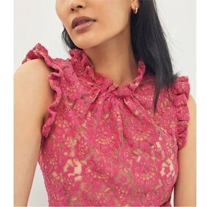 Dolan Pink Lace Ruffle Blouse